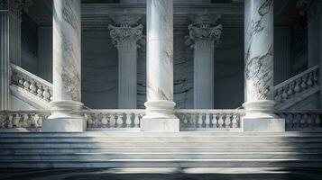 An artistic portrayal of marble incorporated into the grand architecture of a historic building or monument, background image, generative AI photo