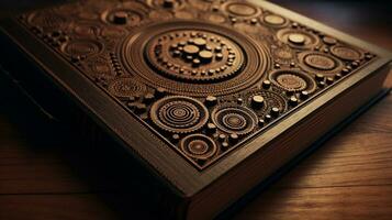 An artistic portrayal of woodcut dots used in vintage book illustrations, space for text, background image, generative AI photo