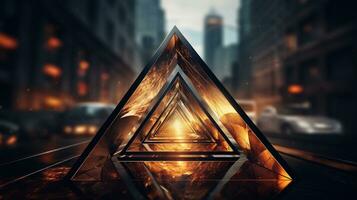 An artistic portrayal of a triangle representing innovation and progress, background image, generative AI photo