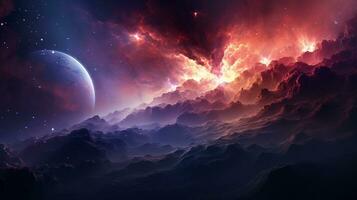 An image showcasing the ethereal and enigmatic beauty of a space nebula, allowing space for text, background image, generative AI photo
