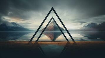 A composition featuring a triangle as a focal point in a scenic view, inviting text to discuss the visual impact of triangles in composition, background image, generative AI photo