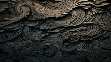 A visually captivating composition featuring intricate woodcut patterns with varying textures and shading, allowing space for text, background image, generative AI photo