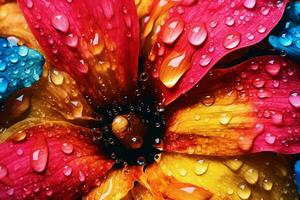 close up of wet vibrant flower petals photo