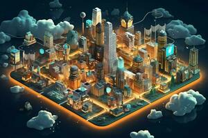 cloud networks concept city photo