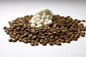 coffee beans white photo