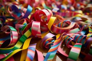 colorful serpentine party ribbons photo