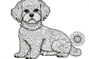 coloring book cute dog black photo