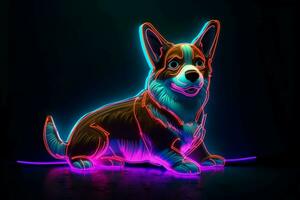 corgi dog cyberpunk neon lights photo