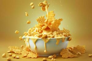 corn flakes milk food photo