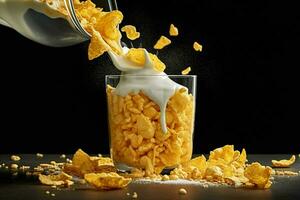 corn flakes milk food photo