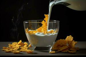 corn flakes milk breakfast photo