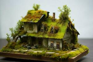 cottage nestled moss photo