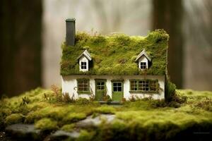 cottage nestled moss photo