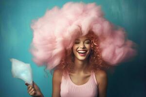 cotton candy smiling girl photo