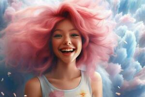 cotton candy smiling girl photo