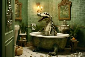 crocodile bathroom image hd photo