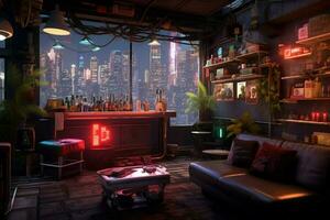 cyberpunk apartment image hd photo