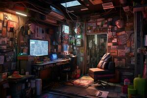 cyberpunk apartment image hd photo