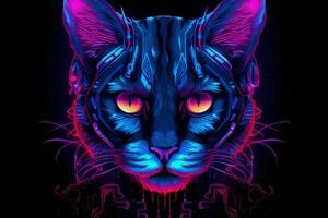 cyberpunk cat neon photo