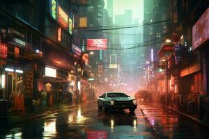 cyberpunk city image hd photo