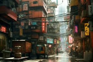 cyberpunk ciudad imagen hd foto