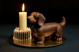 dachshund dog candle cake photo