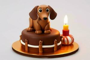 dachshund dog candle cake photo