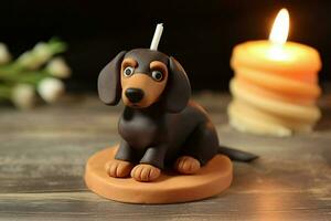 dachshund dog candle cake photo