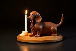 dachshund dog candle cake photo