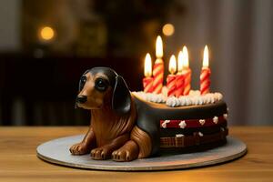 dachshund dog candle cake photo