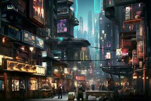 cyberpunk city image hd photo