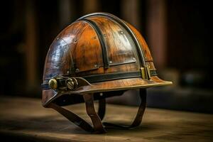 factory worker helmet vintage 1800 year photo