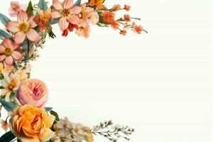 flower frame on white background photo