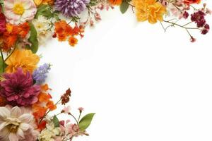 flower frame on white background photo