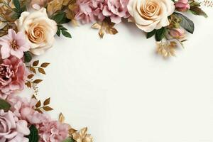 flower frame on white background photo