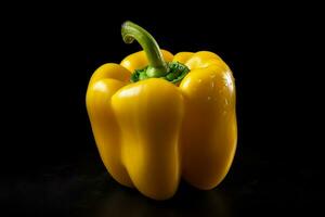 fresh organic healthy yellow bell pepper on black photo