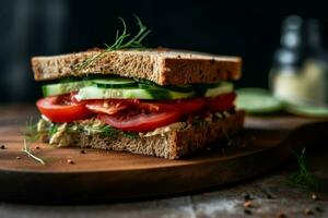 fresh vegan sandwich for a light and healthy meal photo