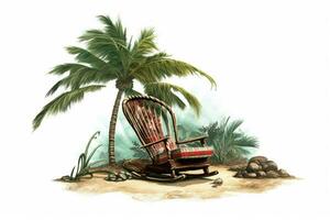 from under a coconut tree a long beach chair illu photo