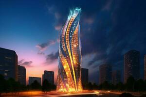 futuristic skyscraper powered by natural gas flam photo