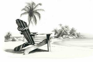 desde debajo un Coco árbol un largo playa silla ilu foto
