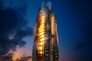 futuristic skyscraper powered by natural gas flam photo