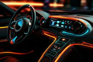 glowing dashboard illuminates the luxurious sport photo