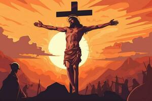 good friday background with jesus christ and cross photo