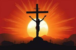 good friday background with jesus christ and cros photo