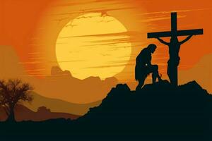 good friday background with jesus christ and cros photo