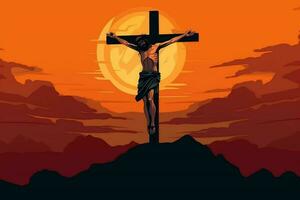 good friday background with jesus christ and cros photo