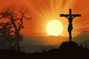 good friday background with jesus christ and cros photo