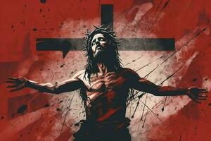 good friday background with jesus christ and cros photo