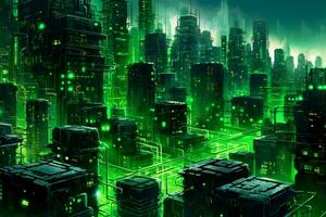 green cyber city photo