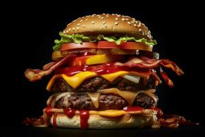 hamburger and cheeseburgers and bacon cheeseburgers photo